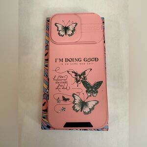 Love Life Style On iPhone 16 Pro Max Pink Butterfly Design Case Camera Cover